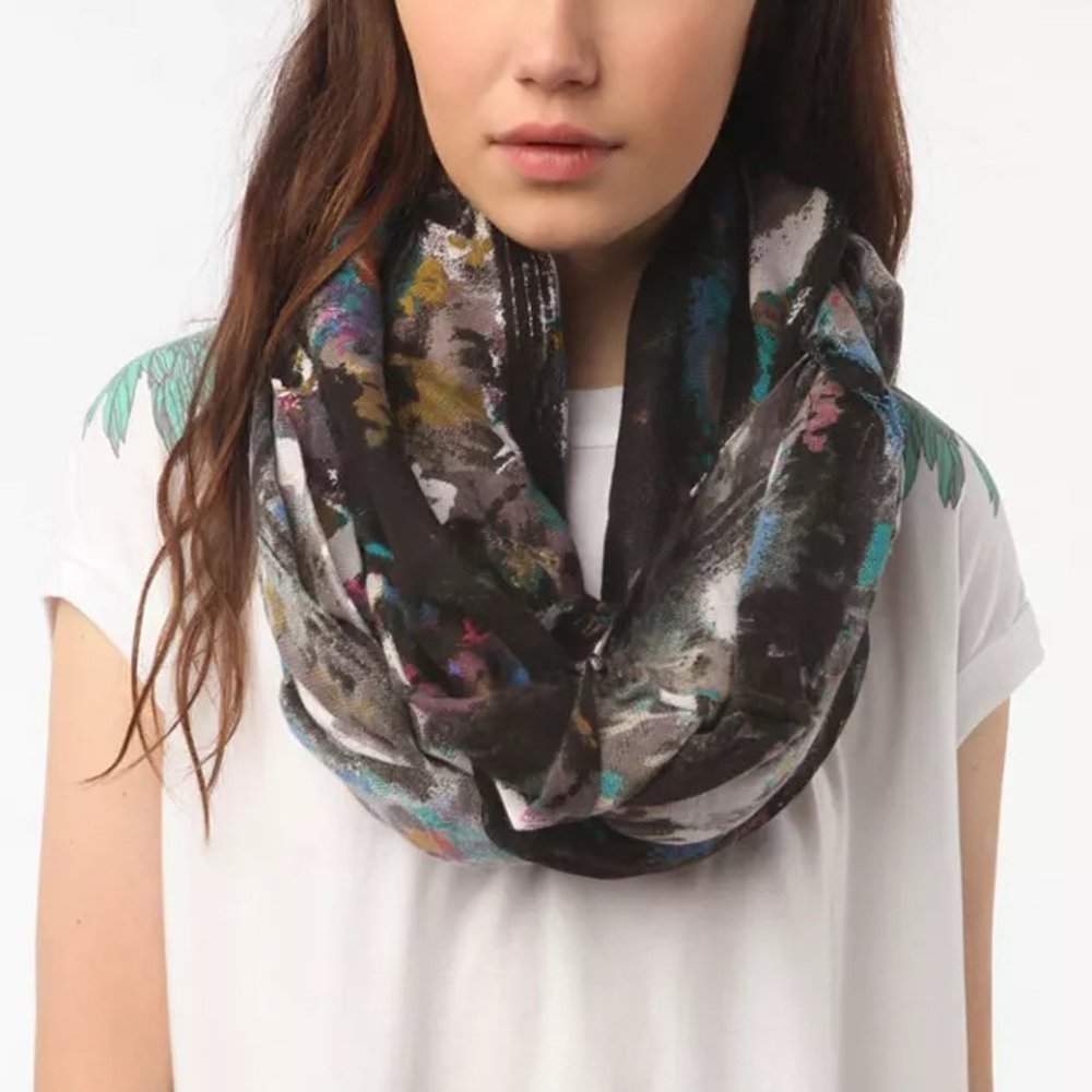 Urban Outfitters Silence + Noise Abstract Paint Infinity Scarf